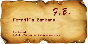 Forrás Barbara névjegykártya