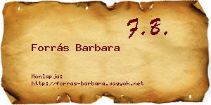 Forrás Barbara névjegykártya